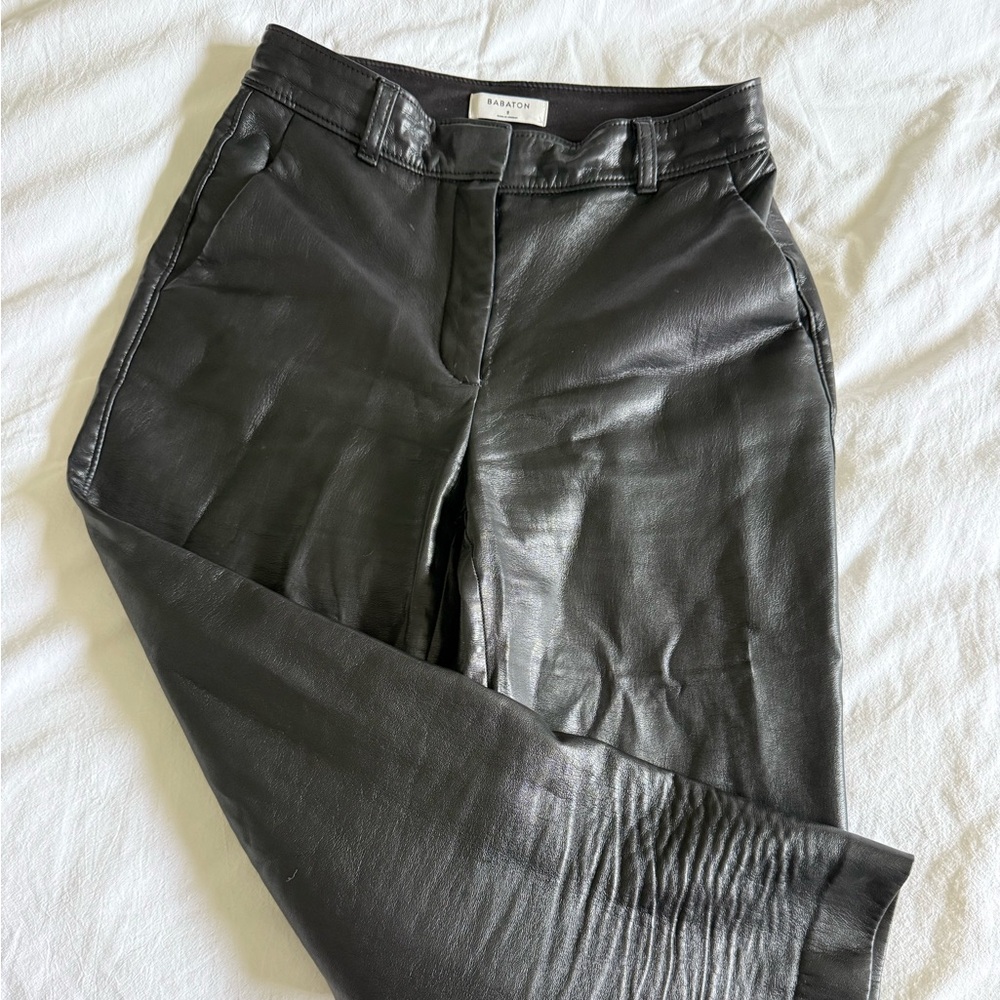 Babaton Black Leather Trousers